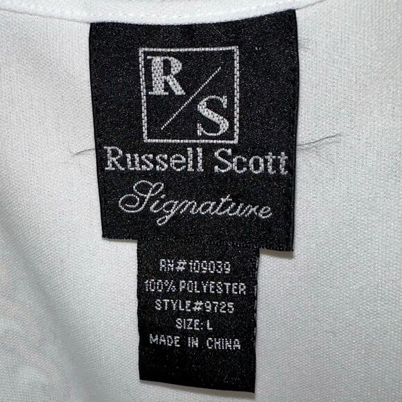 NWT Russell Scott Signature White Chain Reaction Sheer Mesh Top Size Large - Picture 2 of 10